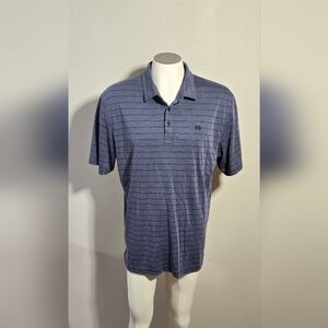 Travis Mathew Polo Shirt Blue Pin Striped Embroidered Logo Golf Men's Size XL